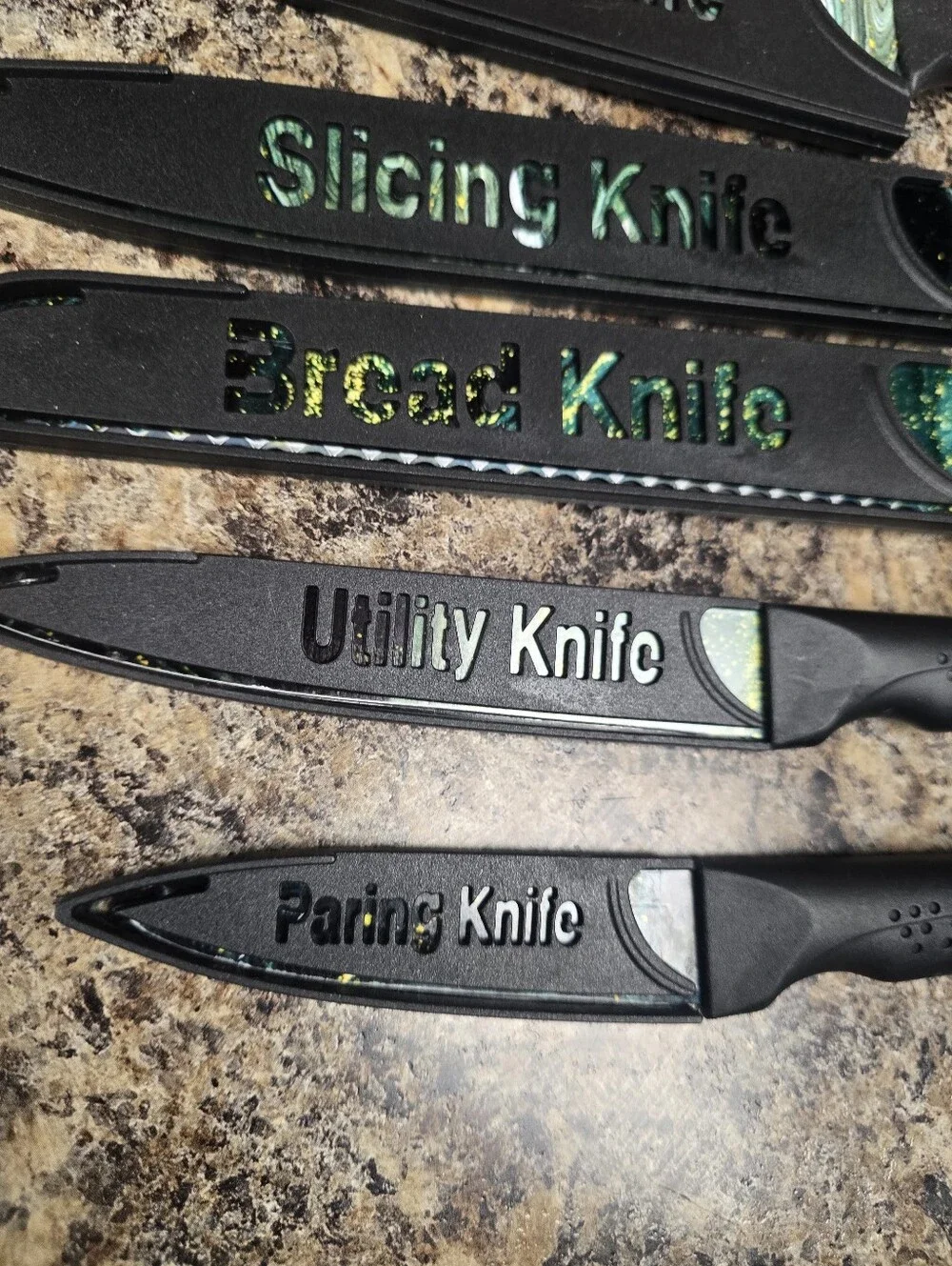 Black Multi-Piece Kitchen Knife Set with Sheaths
